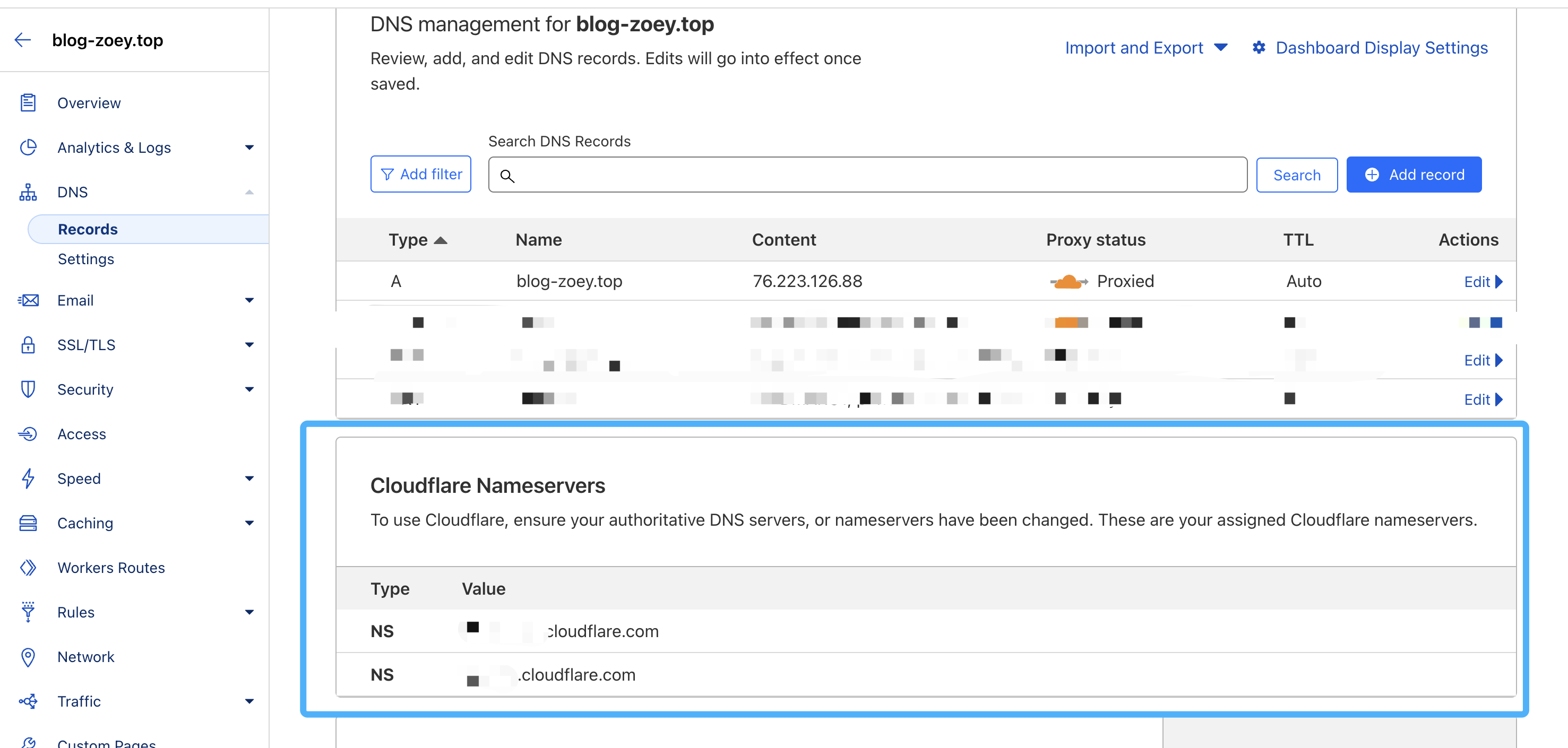 cloudfare-add-nameservers